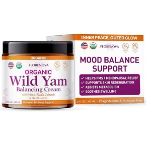 Organic Wild Yam Cream for Women - 2Fl Oz Balancing Balm Enriched with Vitex Red Clover, Black Cohosh, Vitamins, and Minerals - Soothing Support for Midlife Wellness and Skin Nourishment