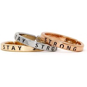 Inspirational Positive Message Engraved Thin Finger Opening Rings 3 in 1 Set - 28 Diff-Phrases