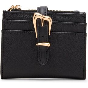 Anne Klein Womens Sculpted Buckle Small Wallet, Black