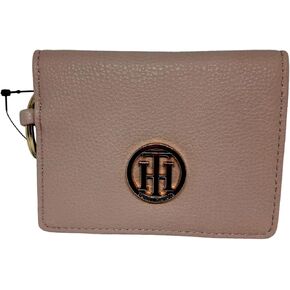 Tommy Hilfiger Women's Leather Wallet Wallet Card حامل مفتاح حلقة الذهب ، وردي ، قياسي ، كلاسيكي