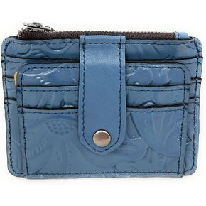Patricia Nash Leather Cassis ID Card Case Wallet, Tooled Safflower Blue