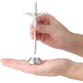 Imerance Crucifix Wall Cross Metal Metal Slender Catholic Corses Silver Cross Wall Décor (4.72 بوصة - Silver)