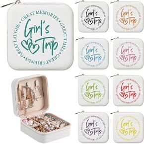 Kenning 9 PCS Girls Trip Gifts Favors Birk Girls Travel Jewelry Jowring Enring Ring Organizer Boxes for Women Travel Vacation Bachelorette Wedder Bestie Party Gifts