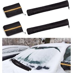 Side Mirror Covers and Windshield Wiper Covers for Trucks Cars SUVs Vans, 2 Pack Auto Rearview Protection Cover & Windshield Wiper Covers Protect from Ice Snow Frost Dew Rain Bird Poop Side Covers