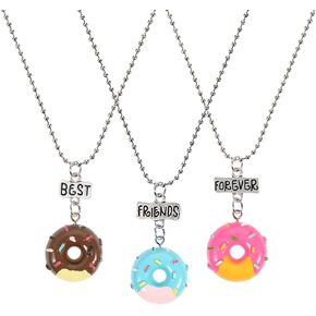 Friendship Bracelets 3 Pcs Best Friend Necklaces Donuts Ice Cream Pendant Friendship Necklaces for 3 Girls Birthday Friends Sisters Jewlery (Best Friend Forever) Girl Toys
