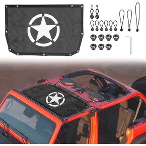 BESTAOO Sunshade Top Cover for 2024 2025 Jeep WranglerJL JLU 4 Door, Bikini Top Full Length Mesh Sun Shade Net, UV Protection (Black)