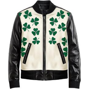 Men's St. Patrick's Day Jacket Lucky Clover Sport PU Leather Jacket
