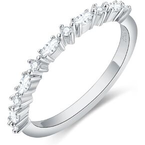 Art Deco Modern Round Round Cut Moissanite Band: 0.03 - 1.5 Carat G -H White Moissanite Breathity Promise Ring ، Platinum Plated ، Fensex Come Wedding Ring