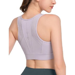 Yvette Zip Front Sports Bras for Women High Impact Supportive Large Bust Bras for Running