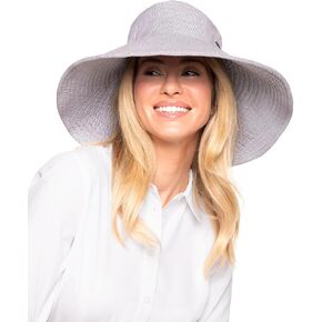 Coolibar UPF 50+ Women's Brittany Beach Hat - Sun Protective (One Size- Black/White)
