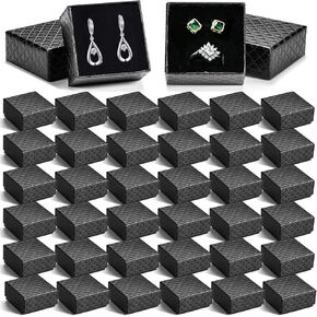 48pcs المجوهرات حلقة الهدايا مربع - أنيقة 2 '' x 2 '' x 1 '' 'حلقة القرط الورق المقوى مع بطانة مخملية - مثالية للقلادة ، عروض سوار في حفلات الزفاف
