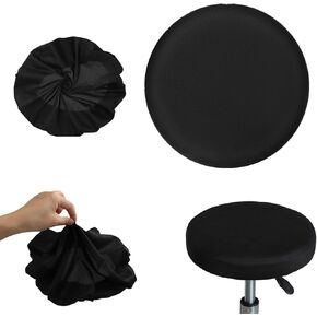 3PCS Bar Stool Covers,Stool Covers Round,Suitable for Diameter 11-14 Inch Cushion,Easy to Clean, Soft and Washable,High Elasticity and Stretchable,Suitable for Home,Bar,Hotel,Market (Black)