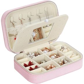 صندوق مجوهرات الفانيلا ، علبة مجوهرات السفر مع المرآة ، سفر منظم المجوهرات الصغيرة المحمولة لأقراط مسمار ، حلقات ، قلادات ، أساور ، 6.3 "× 4.5" × 2 "، الأخضر in Kuwait