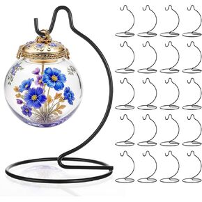 20 Pcs Ornament Display Stand Holder Ornament Hanger Stands Glass Ball Ornament Holder Ornament Stands for Display Metal Stand Iron Hanging Stand Terrarium Stand Air Plant Hanger Stand