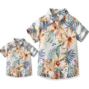 Winmany Father Son Matching Hawaiian Shirts Mens Boys Floral Beach Outfit Family Summer Vacation Short Sleeve Tops