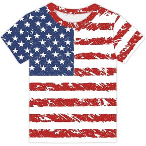 4th of July T-Shirt Boys Girls American Flag Shirts Toddler Short Sleeve Tees Kids Patriotic Star Stripe Tops Age 3-14