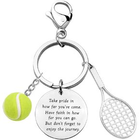 هدايا BNQL Tennis keychain للاعبين في التنس تنس هدايا لفريق تنس تنس كرات KeyniS (Silver)
