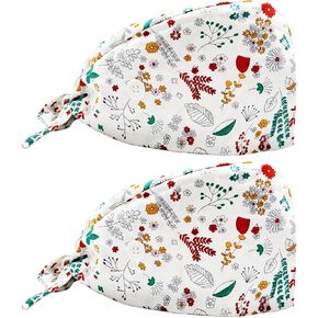 2 PCS Scrub Caps Women Women Nurse Caps للنساء CAP CAP CAP مع عرق التعرق قابلة للتعديل مرنة القبعات ممرضة غطاء ممرضة