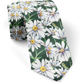 Skinny Slim Fashion Necktie for men Novelty Conversational Neckwear Ties (Daisies Pattern)