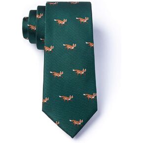 Men's Hunter Green Prowling Foxes Fox Tie Necktie