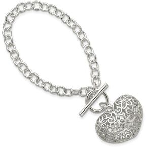 SONIA Jewels 925 Sterling Silver Effed Heart Toggle Scarm Bracelet 7.75 "(العرض = 32 مم)