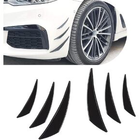 6 PCS Car Spoiler Canards Kit, Body Anti-Collision Front Bumper Lip Splitter, Soft Rubber Buffer Protection Decoration Decals, for Most Cars Exterior Fins Accessories (Carbon Fiber Black)