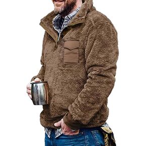 Beotyshow Mens Aztec Fleece Jackets Fuzzy Sherpa Pullover Sweatshirts Winter Coats Western Vintage Swentsity مع جيب in Kuwait