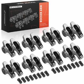 A-Premium 16Pcs Stainless Steel Engine Roller Rocker Arms with Needle Bearings Compatible with Small Block Chevy SBC 350,1.6 Ratio, 7/16" Studs