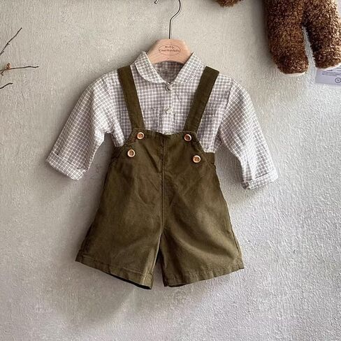 Ashmyova Boys Long Sleeve Vintage Plaid Blouses Shirt Cotton Classic Collared Button-Down Shirts Spring Tees Pocket Tops in Saudi Arabia