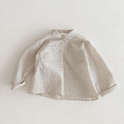 Ashmyova Boys Long Sleeve Vintage Plaid Blouses Shirt Cotton Classic Collared Button-Down Shirts Spring Tees Pocket Tops in Saudi Arabia