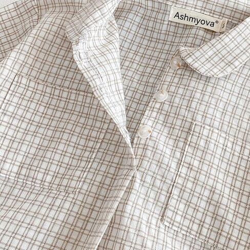 Ashmyova Boys Long Sleeve Vintage Plaid Blouses Shirt Cotton Classic Collared Button-Down Shirts Spring Tees Pocket Tops in Saudi Arabia