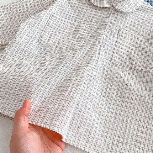Ashmyova Boys Long Sleeve Vintage Plaid Blouses Shirt Cotton Classic Collared Button-Down Shirts Spring Tees Pocket Tops in Saudi Arabia