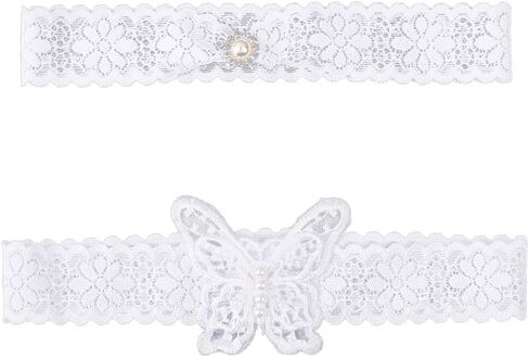 Olycraft 2pcs/مجموعة زفاف رباط للعروس الدانتيل حزام الرباط الكلاسيكي الصنع يدويًا إرم رفاة الفراشة واللؤلؤ in Saudi Arabia