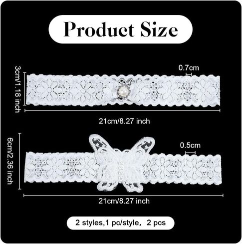 Olycraft 2pcs/مجموعة زفاف رباط للعروس الدانتيل حزام الرباط الكلاسيكي الصنع يدويًا إرم رفاة الفراشة واللؤلؤ in Saudi Arabia