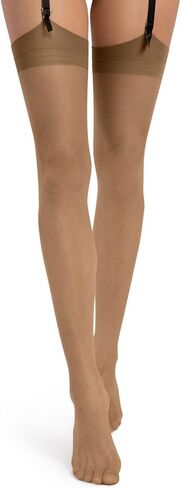 Sensual Justine Smooth Sheer Stockings - Women, Elegant, Sophisticated, Formal Occasions - Black, One Size in Kuwait