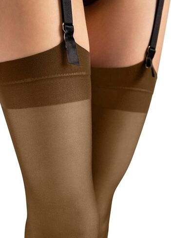 Sensual Justine Smooth Sheer Stockings - Women, Elegant, Sophisticated, Formal Occasions - Black, One Size in Kuwait