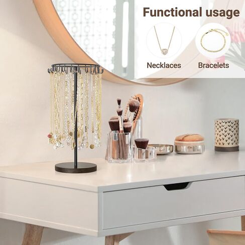 Mkono Necklace Holder Metal Jewelry Display Stand Necklace Organizer with 22 Hooks for Storage and Hanging Bracelet Keychain Home Room Deocr for Women,Gold in Saudi Arabia