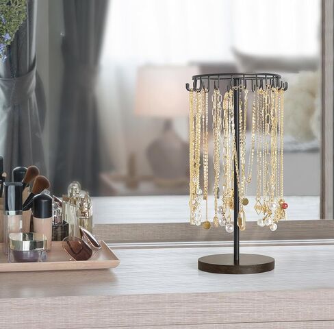 Mkono Necklace Holder Metal Jewelry Display Stand Necklace Organizer with 22 Hooks for Storage and Hanging Bracelet Keychain Home Room Deocr for Women,Gold in Saudi Arabia