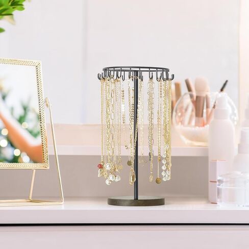Mkono Necklace Holder Metal Jewelry Display Stand Necklace Organizer with 22 Hooks for Storage and Hanging Bracelet Keychain Home Room Deocr for Women,Gold in Saudi Arabia