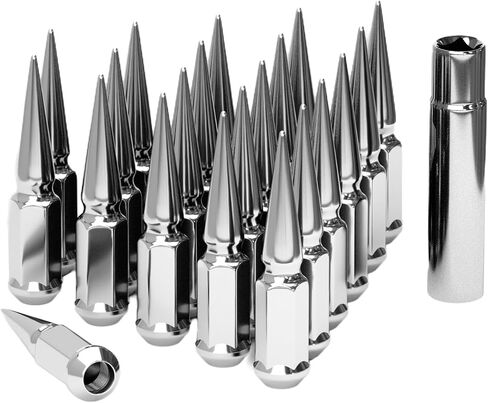 TIROL 24pcs M14X1.5 Spike Lug Nuts, Compatible with 07-17 Sequoia/Tundra, 95-17 Silverado/Sierra 1500, 12-17 Ram 1500/Grand Cherokee, One-Piece Design Factory Chrome Acorn Wheel Nuts with Socket Key in Saudi Arabia