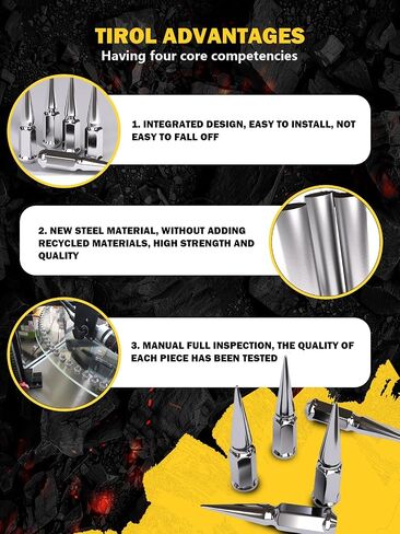 TIROL 24pcs M14X1.5 Spike Lug Nuts, Compatible with 07-17 Sequoia/Tundra, 95-17 Silverado/Sierra 1500, 12-17 Ram 1500/Grand Cherokee, One-Piece Design Factory Chrome Acorn Wheel Nuts with Socket Key in Saudi Arabia