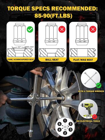 TIROL 24pcs M14X1.5 Spike Lug Nuts, Compatible with 07-17 Sequoia/Tundra, 95-17 Silverado/Sierra 1500, 12-17 Ram 1500/Grand Cherokee, One-Piece Design Factory Chrome Acorn Wheel Nuts with Socket Key in Saudi Arabia