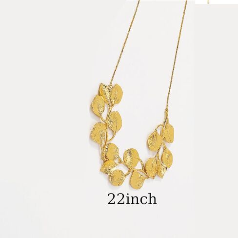 Gold Leaf Necklace for Women - Trendy Chunky Statement Choker - Bohemian Summer Jewelry in Saudi Arabia