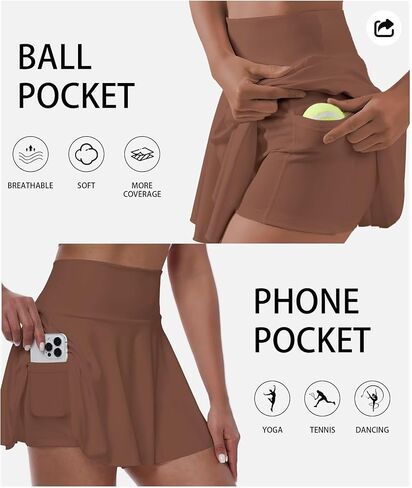 Womens Tennis Skirt with Built-in Shorts High Waisted Pleated Golf Skirts for Women Skater Uniform Cheer Skirt in Kuwait