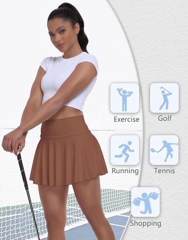 Womens Tennis Skirt with Built-in Shorts High Waisted Pleated Golf Skirts for Women Skater Uniform Cheer Skirt in Kuwait
