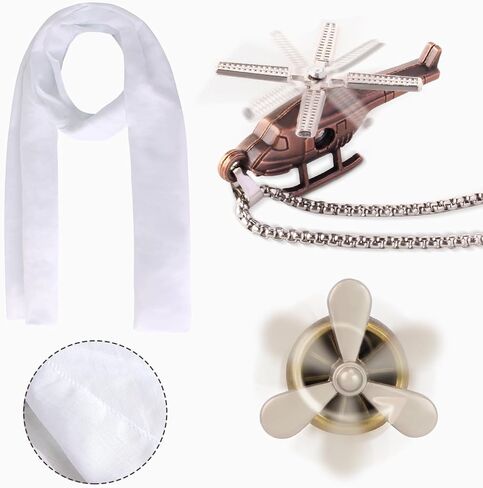 Kyson 5 Pcs Aviator Costume Accessories Pilot Cap with Goggles Retro Brooch White Necklace Gloves Halloween Dress-UP Set in Saudi Arabia