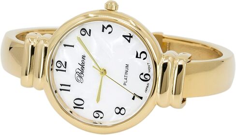 Blekon Original Mother of Pearl Cuff Bracelet Watch for Women with 31mm case Japanese Quartz Movement Metal hinged Bangle Style Cuff Wrist Watch for Ladies… in Saudi Arabia