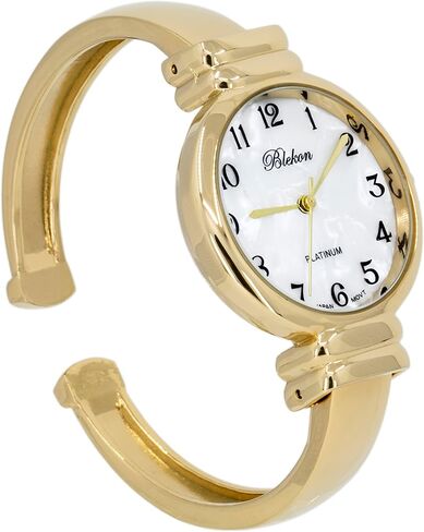 Blekon Original Mother of Pearl Cuff Bracelet Watch for Women with 31mm case Japanese Quartz Movement Metal hinged Bangle Style Cuff Wrist Watch for Ladies… in Saudi Arabia