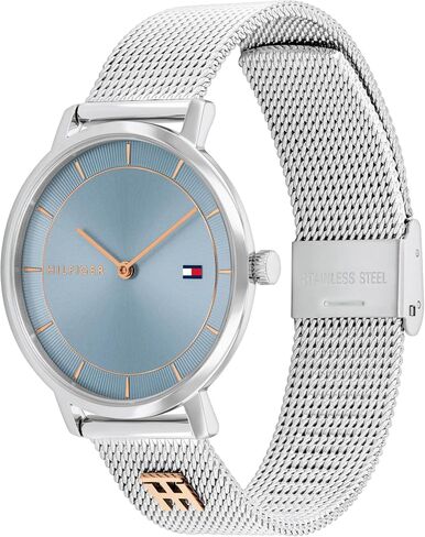 Tommy Hilfiger Women's Slim Quartz Watch, Stainless Steel Mesh Bracelet, Water Resistant 3 ATM, Elegant Minimal Design, Gift for Her, 35mm in Saudi Arabia