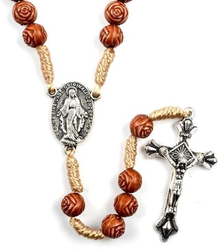 Rosary Beads Catholic Necklace with Jesus Crucifix Medal Cross Religious Amulet Prayer with Velvet Bag in Saudi Arabia